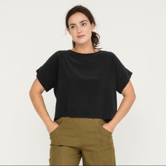ISO Elizabeth Suzann Georgia Tee in Black Silk Crepe - Picture 1 of 2